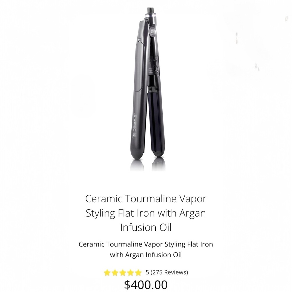 Ceramic Tourmaline Vapor Styling BLACK Flat Iron with Argan Infusion Oil - Picture 4 of 8